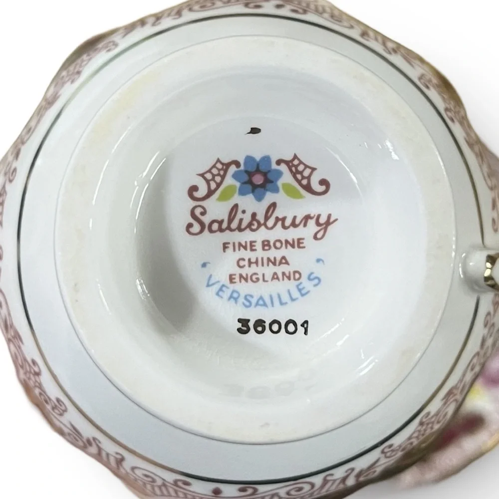 Vintage Salisbury Bone China “Versailles” Teacup and Saucer Set